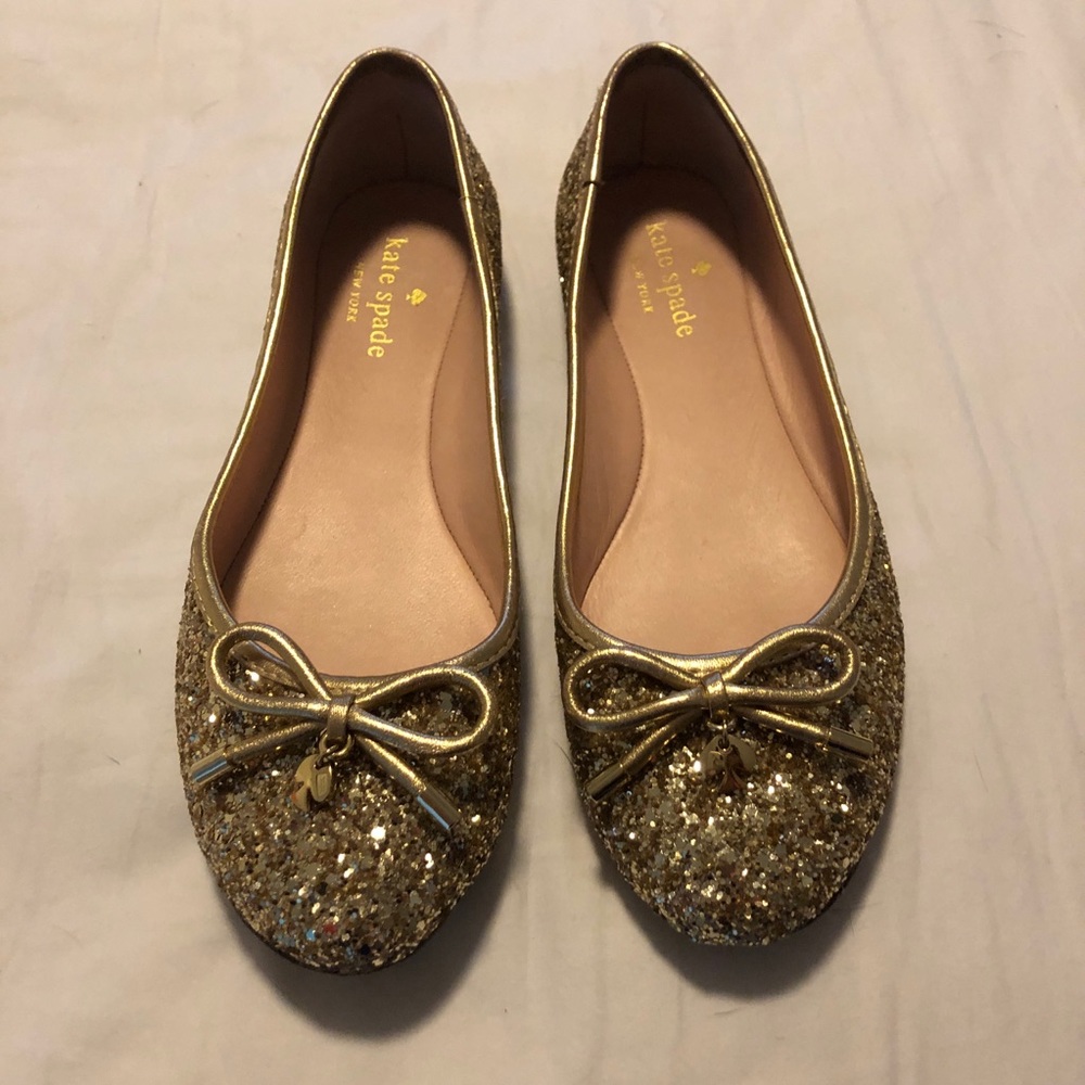 Kate Spade Willa Gold Sparkle Flats